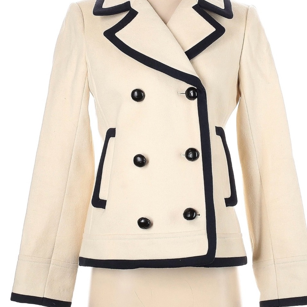 J. Crew Cream and Black Blazer with Structured Collar